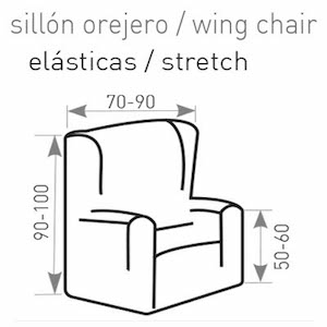 detalle medidas funda sillón elástica
